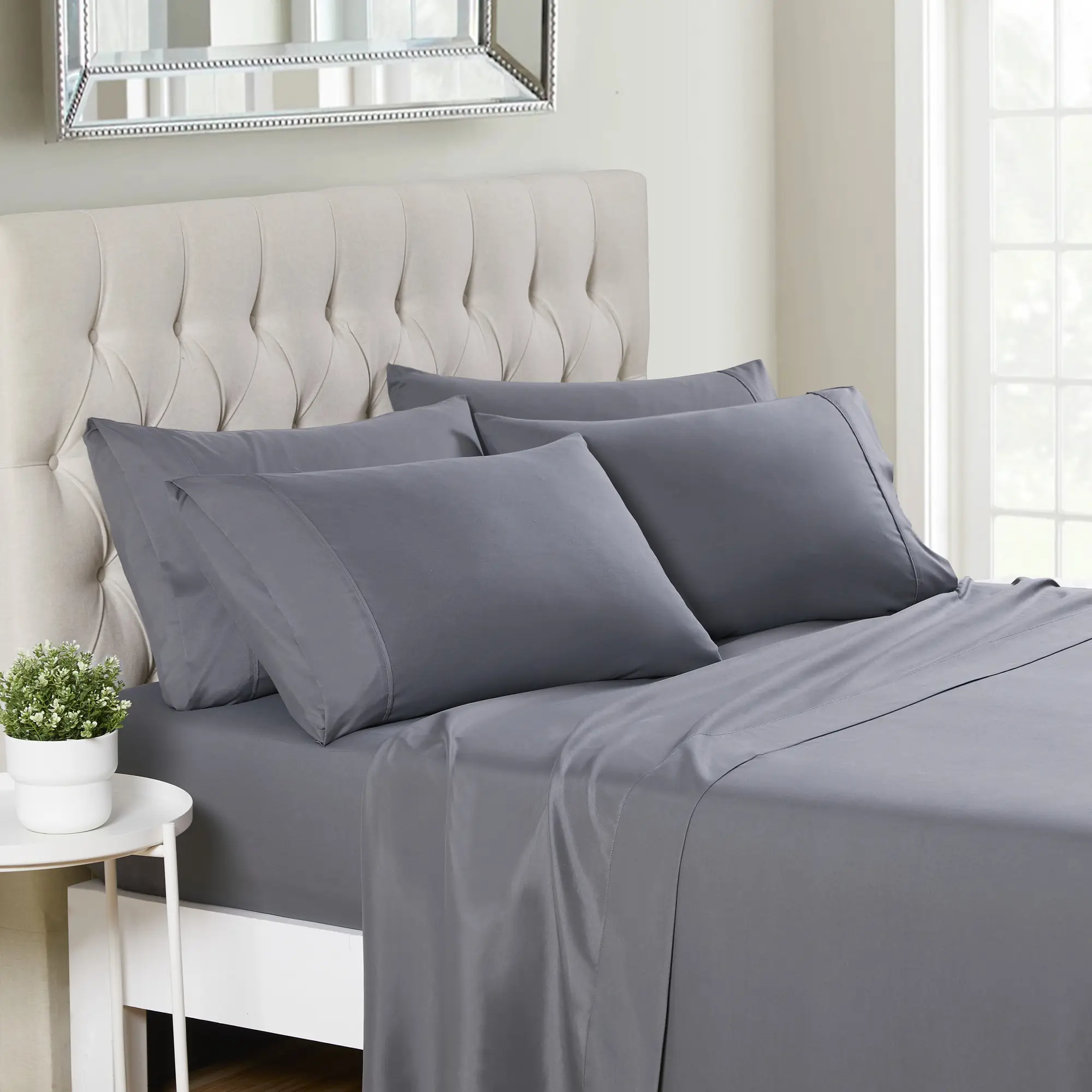Sweet Home Collection 6pc Supreme High Quality Double Brushed 1500 Series Microfiber Sheet Set - Various Colors with Bonus Pillowcases