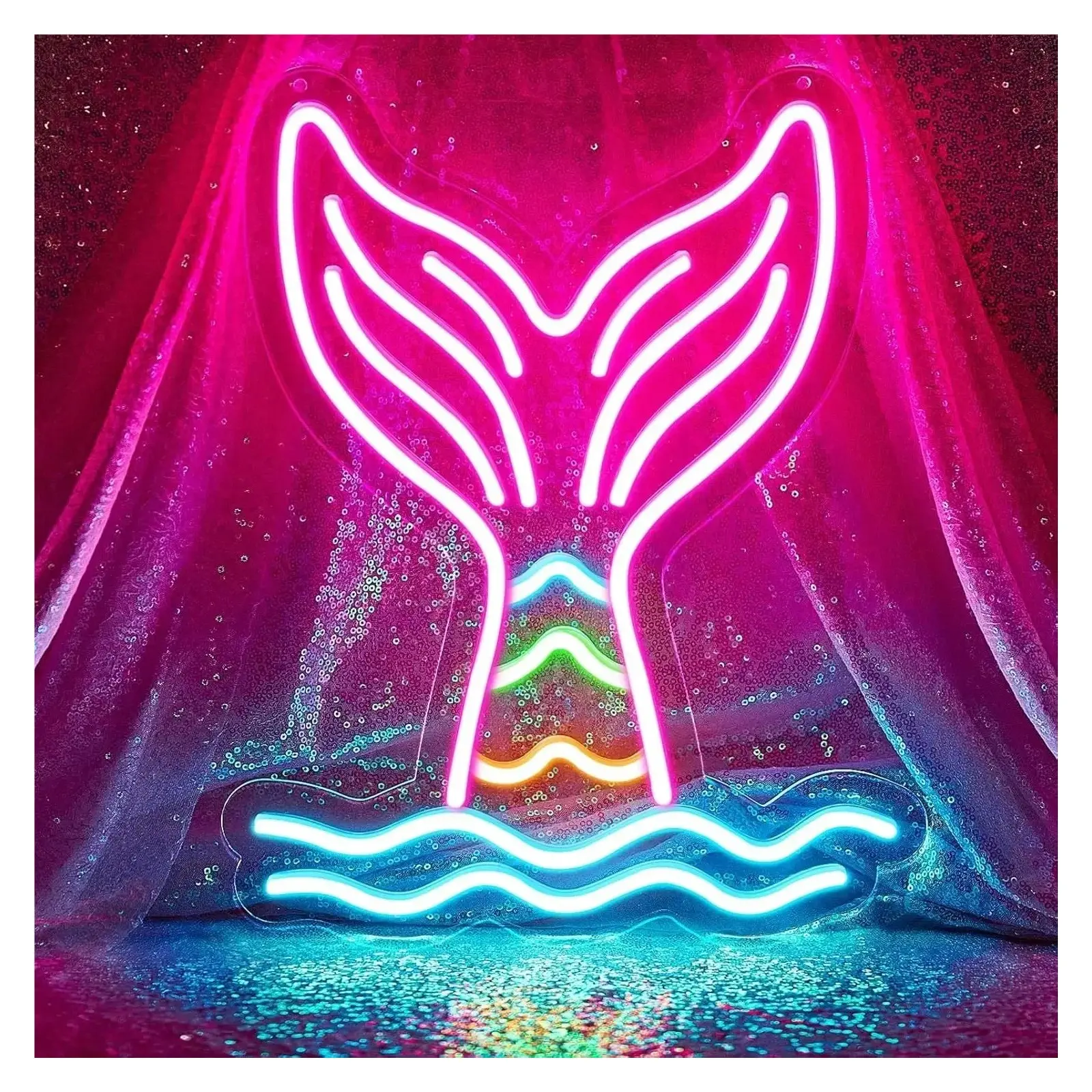 Sign Illuminated Mermaid Neon Sign Beautiful LED Light Dimmable Night Light For Girls Room Bedroom Office Party Birthday Decor 30cm×37.5cm Sign Lamp