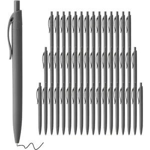 Bulk 50 Pack No Bleed Grey Barrel Black Ink Click Pens, Wholesale Retractable Ballpoint Pens Medium Point 1.0MM Smooth Black Ink Pens
