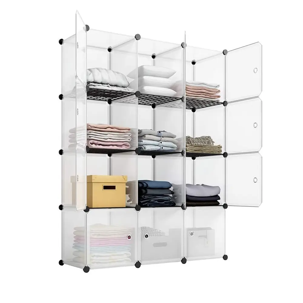 12-Cube Storage Shelf - Clothing Storage Unit Transparent for Bedroom, Living Room - Multi-purpose Cube DIY