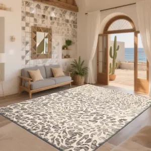 Velvet + Soft and Comfortable Retro Style Leopard Print Carpet, Animal Print Rug, Home Decoration Carpet, Living Room Carpet, Bedroom Carpet, Bedside Carpet, Boho Area Rug, Home Decorative Rugs