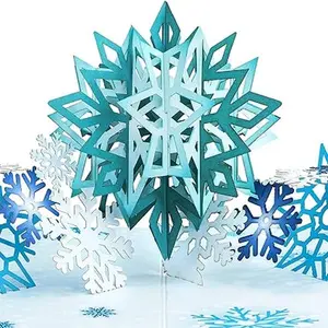3D Snowflakes Pop Up Card, Gift for Winter, Christmas or Holidays, 5" x 7" Cover - Includes Envelope and Removable Note Tag