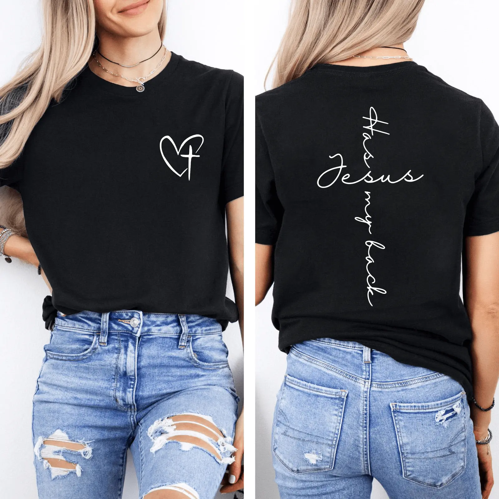 Jesus Has My Back Print T Shirt