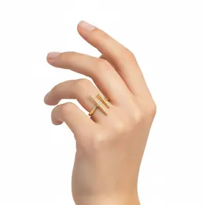 Mazu Minimalist Open Double Parallel Bar Ring | Handmade Ring, Jewelry for Women, Gift for Her, Statement Ring for Women