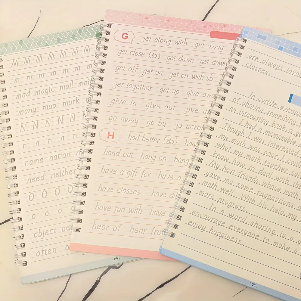 3 Pack English Handwriting Practice Books with Writing Tools, Reusable Calligraphy Letters for Children and Adults, Self-Learning English Writing Aid, Reusable Practice Sheets, Lettering, School Supplies, Learning Materials