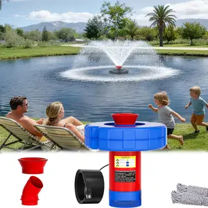 Pond Fountain Aerator, 1HP 110V 15000 GPH Fountain Pump, Fully Automatic Powerful Lake Floating Fountain, 100 FT Power Cord, 2x100 FT Traction Rope, Pond Fountains For Large Pon