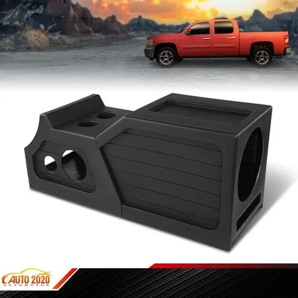 12" Center Console Subwoofer Plastic Sound Enclosure Box - Audio Upgrade, Car Interior Stowing & Tidying Accessory for 2007-2013 Chevy Silverado GMC Trucks (Chevy/GMC Truck Compatible)