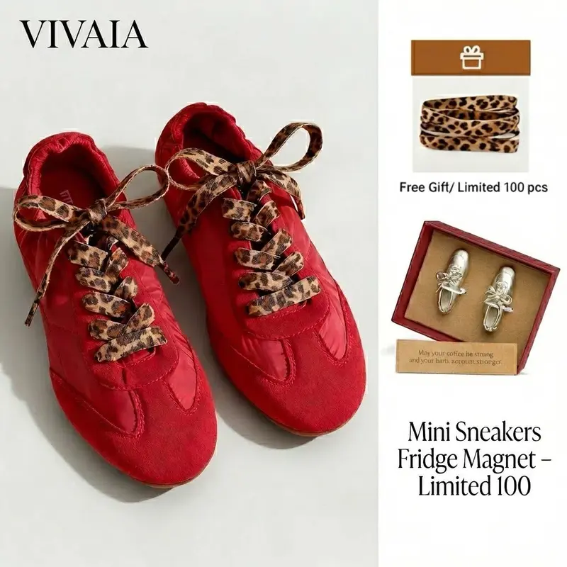 VIVAIA Women's  Re-Nylon Jogger Style with 2 Lace Sneakerina Sneakers,Ballet Flats Suede-Like Integrated Insole Lightweight , Machine Washable,Arch Support 70s Retro Chic ,City Walking ,Travel Essential （YANCY）