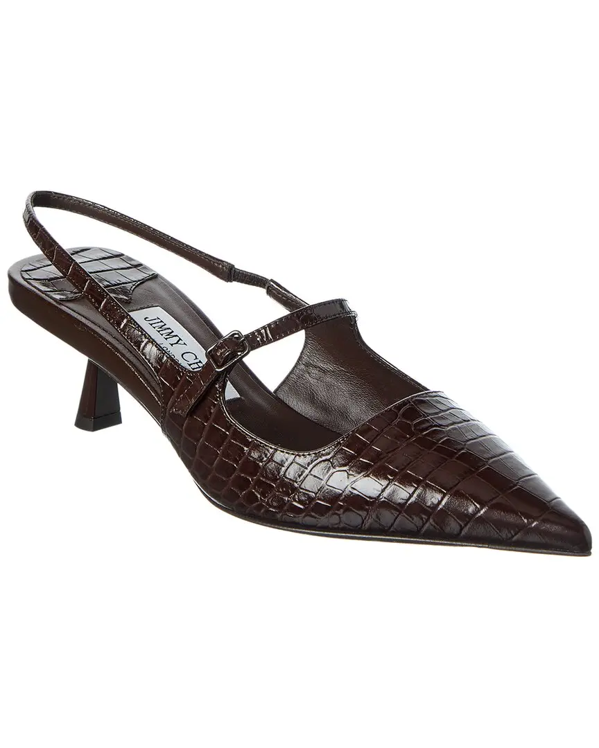 Jimmy Choo Didi 45 Croc-Embossed Leather Slingback Pump