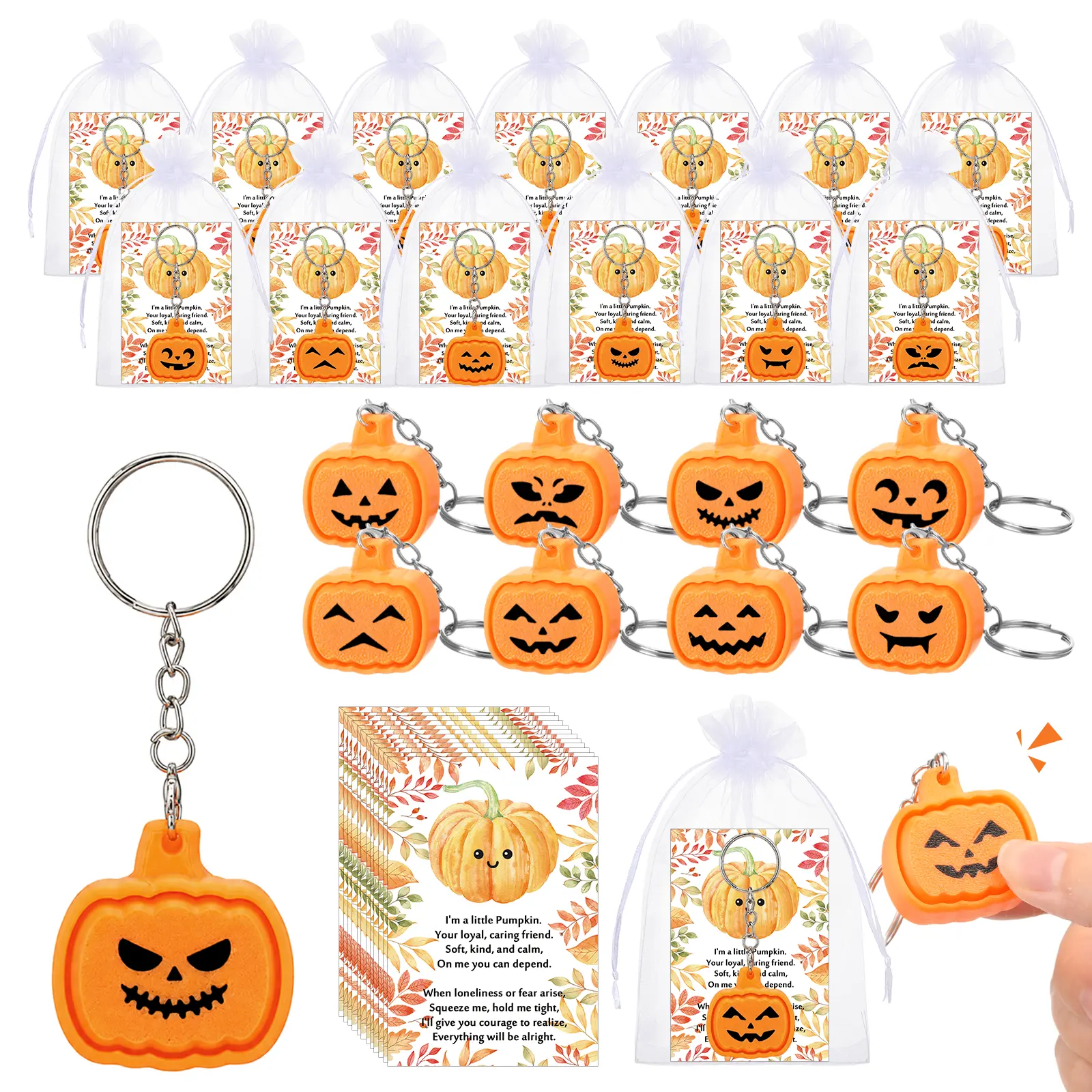 Halloween Gifts 12/14/16/24 Pcs Bulk 3D Halloween Clicker Fidget Keychains, Ghost Coffin Cake Pumpkin Printed Sensory Clicker Fidget Stress Relief Gifts for Halloween Goodie Bags Fillers