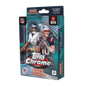 (1) 2025 Topps Chrome Football Hanger Box--(See description/pictures for more information). Sports Trading Cards Box/Packs.