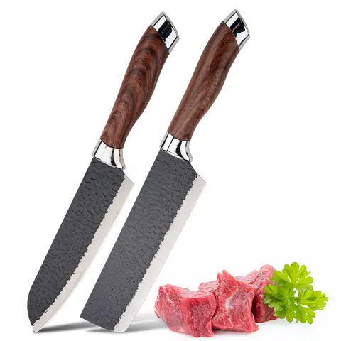 Stainless Steel Kitchen Knife Set - Durable High-Quality Multi-Task Chef Blade, Small Veg Cutter for Home Efficient Cooking, Easy Daily Prep, Cutting Meat/Steak/Fruit, Outdoor Activities Hiking