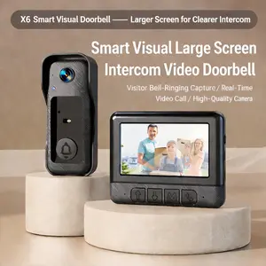 Smart Video Doorbell with 4.3" Screen, 2.4G Wireless Connection, Night Vision, Two-Way Intercom, IP66 Waterproof, One-Click Recording for Home Security