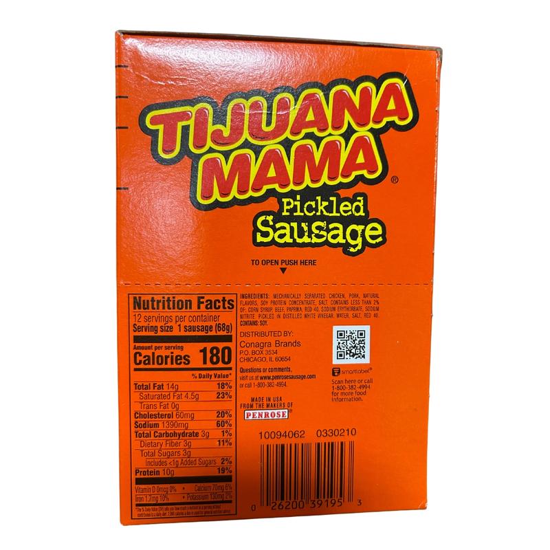 Big Mama Pickled Sausages - 12 Pack, 2.4 oz Each, Chicken & Pork, 120 Calories per Sausage, 1.72 oz Total