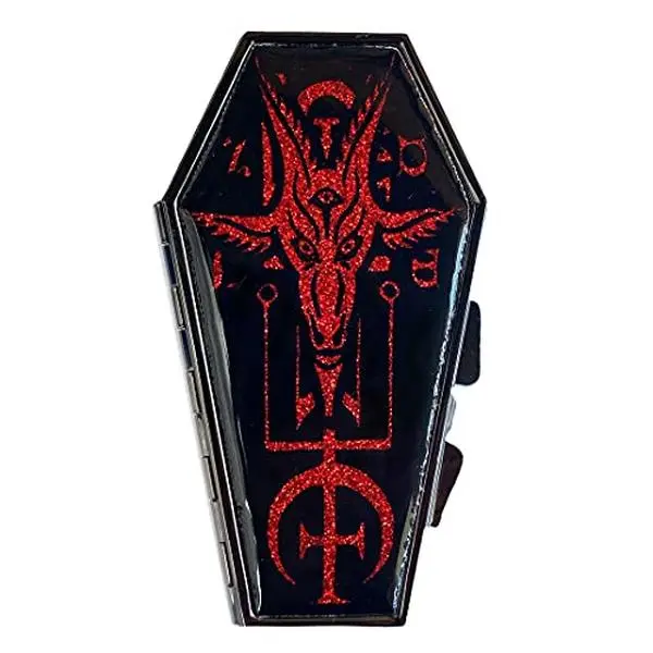 Baphomet Satanic Red Glitter Coffin Compact Mirror Baphomet Satanic Red Glitter Coffin Compact Mirror
