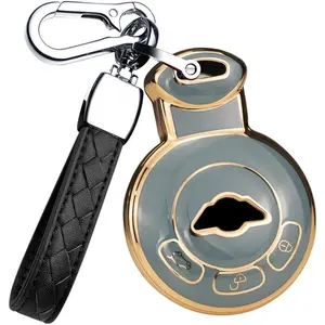 Key Fob Cover for BMW Mini Cooper S ONE JCW R60 R55 R56 R57 R59 Clubman Countryman Key Case Cover for BMW R56 Accessories with Keychains Smart Remote Auto Key-Gray