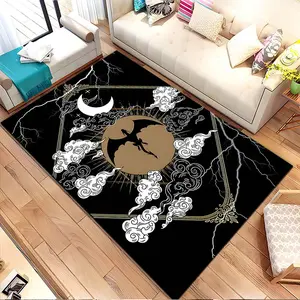 Dragon silhouette with swirling clouds. Printed pattern home carpet, suitable for living room, bedroom, kitchen mat, home decoration, carpet, and suitable as a holiday gift for family and frien