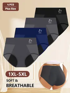 Women's Period Panties Set of 4, High Waist Breathable Mesh, Tummy Control Hip Lifting, Plus Size Comfort Underwear, Fashion Breathable Underwear