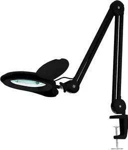 Neatfi LED Bifocal Magnifying Lamp 1,200 Lumens – 5” Glass Lens, Dual Magnification 3X/6X, Dimmable Task Light | Adjustable Arm with Clamp | Crafting, Jewelry & Reading
