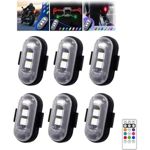6Pcs Wireless LED Lights Battery Operated with Remote Control USB Rechargeable for Motorcycle Car Drone Bike Accessories