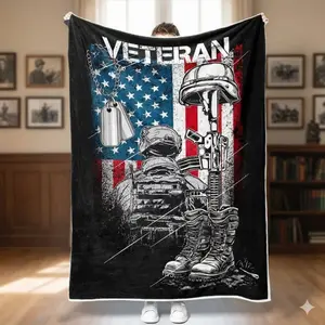 Veteran Throw Blanket, Navy Air Force Army Blanket Soft Army Veteran Throw Blanket for Men Meaningful Patriotic Bed Throws