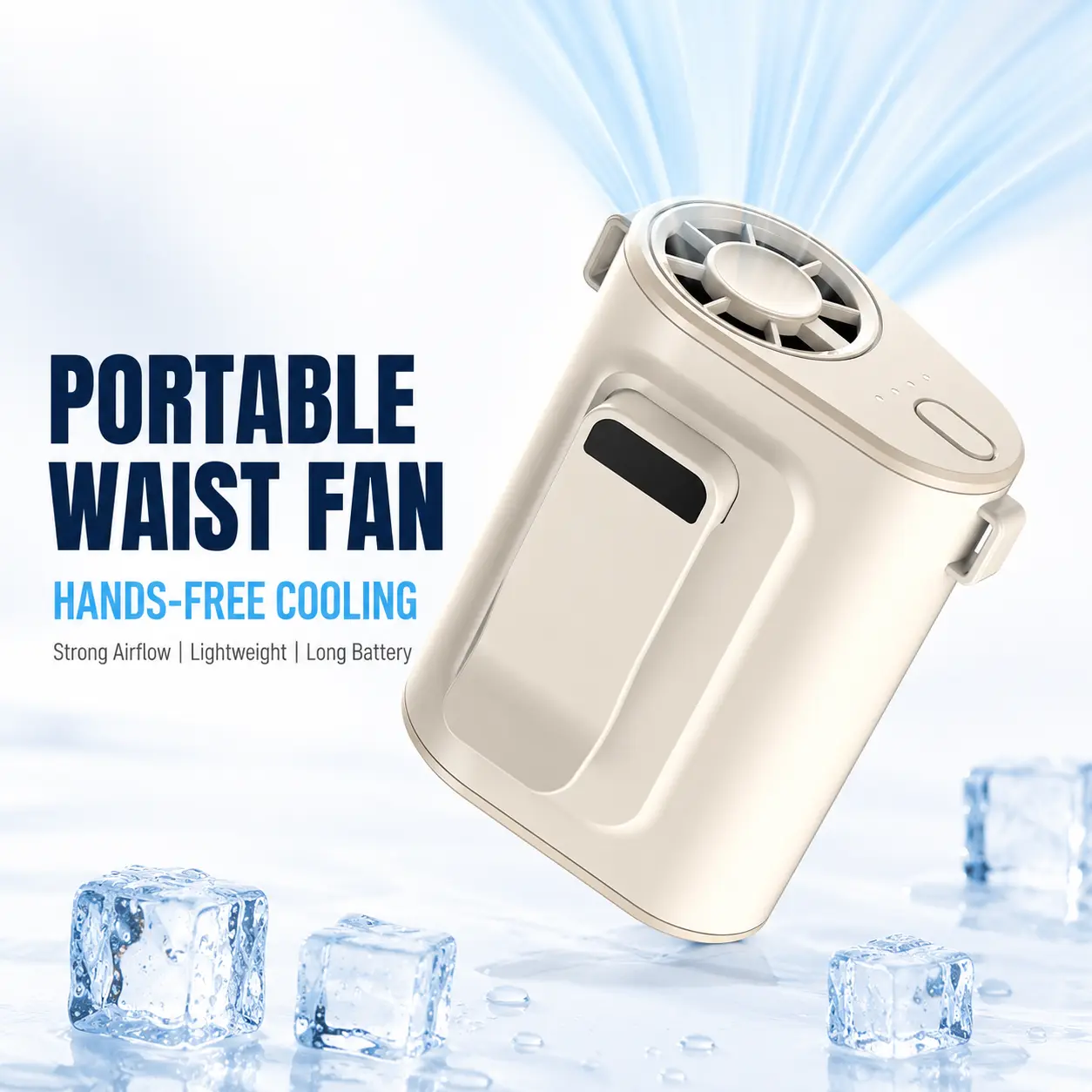 Portable Leafless Fan, fan for blue collar men 4 Speed Mini Waist Fan, USB Rechargeable, Quiet Cooling for Travel, Outdoor & Commute, Phone Cooler Wearable Fan