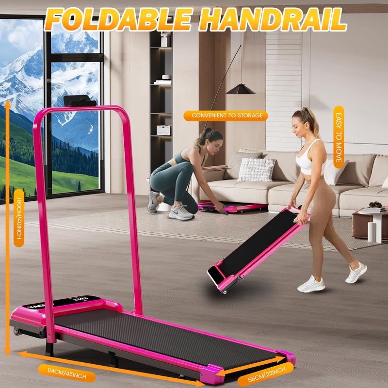 【Adjustable Incline】 YAGUD Foldable Treadmill, Low-Noise Motor Walking Pad, 265lbs Weight Capacity, Remote Control & Wheels for Easy mobility, Comes with Free Resistance Bands, Dual Shock-Absorption System