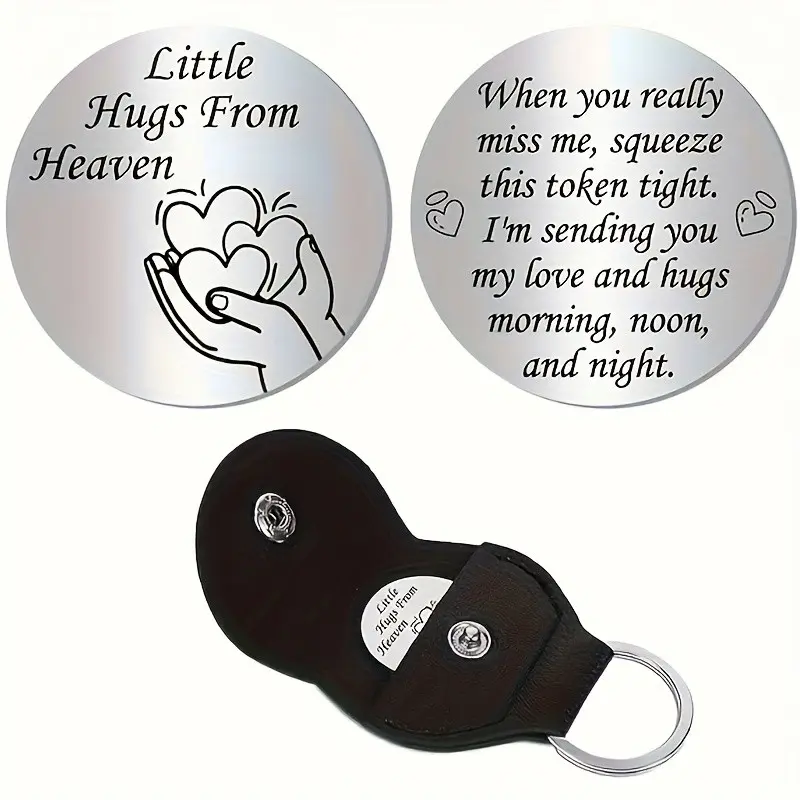1pc Engraved Pocket Hug Token - Double-Sided Message Keyring with Heart and Hug Charms, Authentic Keychain For Bags, Long-Distance Relationship Gift for Boyfriend/Girlfriend, Birthday Love Keepsake Christmas Valentine's Day Anniversary Gift