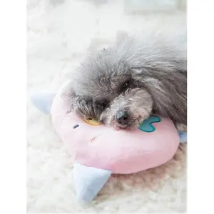 Dog Neck Pillow, Puppy Calming Sleeping Improve Pillow, Ideal Naptime Sleeping Companion for Small Pets and Cats, Soft Plush Pillow (Pink)