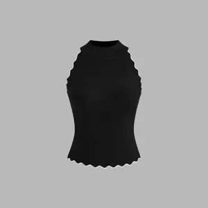 Cider [size 0-10] Knit Fabric High Neck Contrasting Binding Tank Top
