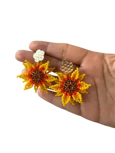 Sunflower Earrings Handmade Beaded Flower Jewelry