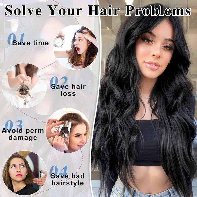 [Iridescent] Clip in Hair Extensions 24/20 Inch 4 PCS Synthetic Natural & Soft Hair & Blends Well Hair Extensions Long Wavy Hairpieces