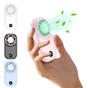 W&O Mini Handheld Fan with LED Display ,5 Speed Wind Gear up to 14m/s ,Personal Cute & Compact Cooling Fan  for Travel & Outdoor