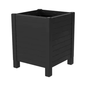 Tierra Verde 17-Inch x 17-Inch Flora Cube Planter Box for Patios or Decks, Black