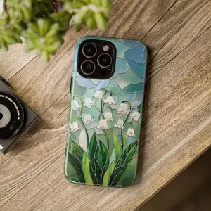 Lily of the Valley Faux Stained Glass Phone Case – Floral Bellflower Design Compatible with iPhone 17 Pro Max Phone Case 17 Air 16E 16 15 Plus 14 13 12 11 X XS Max XR 7 8 Plus Phone Cases,Samsung Galaxy S25 ULTRA Phone Case S21 S22 S23 FE S24 Plus FE EDGE
