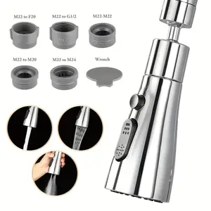3 Function Kitchen Sink Faucet Head Replacement with 5 Adapters, 360-degree Rotating Faucet Spray Head, Kitchen Sink Sprayer Nozzle, Faucet Sprayer Attachment