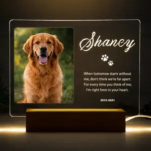 Personalized LED Acrylic Plaque, Custom Pet Lamp with Photo, Pet Loss Sympathy Gift, Dog Cat Memorial Gift, Gifts for Pet Lovers, National Pet Day, Pet Memorial Lamp