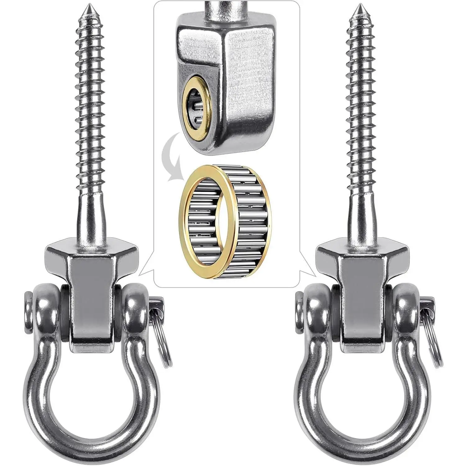 2Pcs/Set Heavy Duty Swing Hangers with Bearings,Stainless Steel Porch Swing Hardware for Patio,Playground,Quiet Swivel Hooks,Indoor/Outdoor,1500LB Capacity,Halloween Christmas Party Fathersdaygift,Tools & Hardware