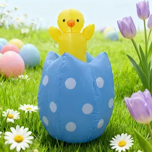 Easter Inflatable Egg with Extendable Chick, 4ft Decorative Easter Decoration, Perfect for Party and Home Decor
