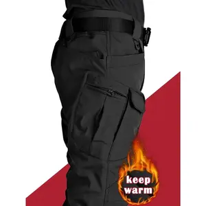Men's Heavy-Duty Tactical Pants Thermal Insulated Winter Trousers with Multiple Utility Pockets for Camping Fishing Cold Weather Outdoor Wear in Black Navy Blue Beige Menswear