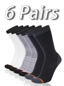 Men's High-Top Sports Socks, 6 Pairs Pack, Breathable Sweat-Wicking Long Socks for Outdoor Running, Football, All Seasons