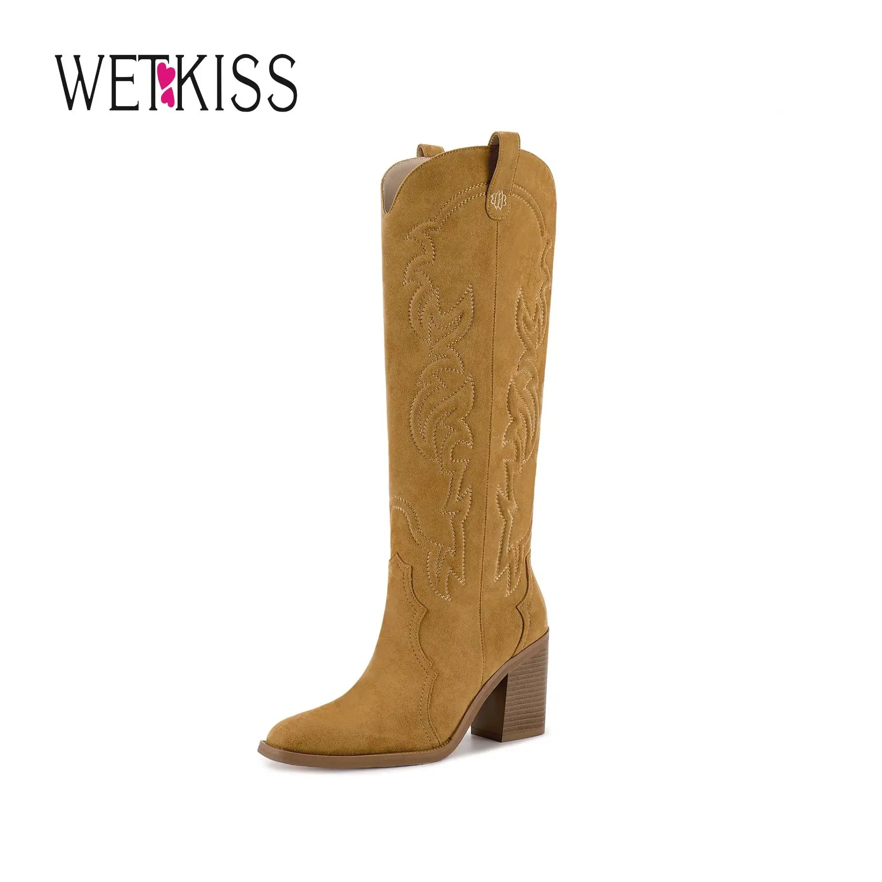 Wetkiss Cowgirl Boots Women Knee High Boots, Embroidered with Chunky Heel Comfort Tall Western shoes for Women #TikTokShopfalldealsforyou #Fallfreshn