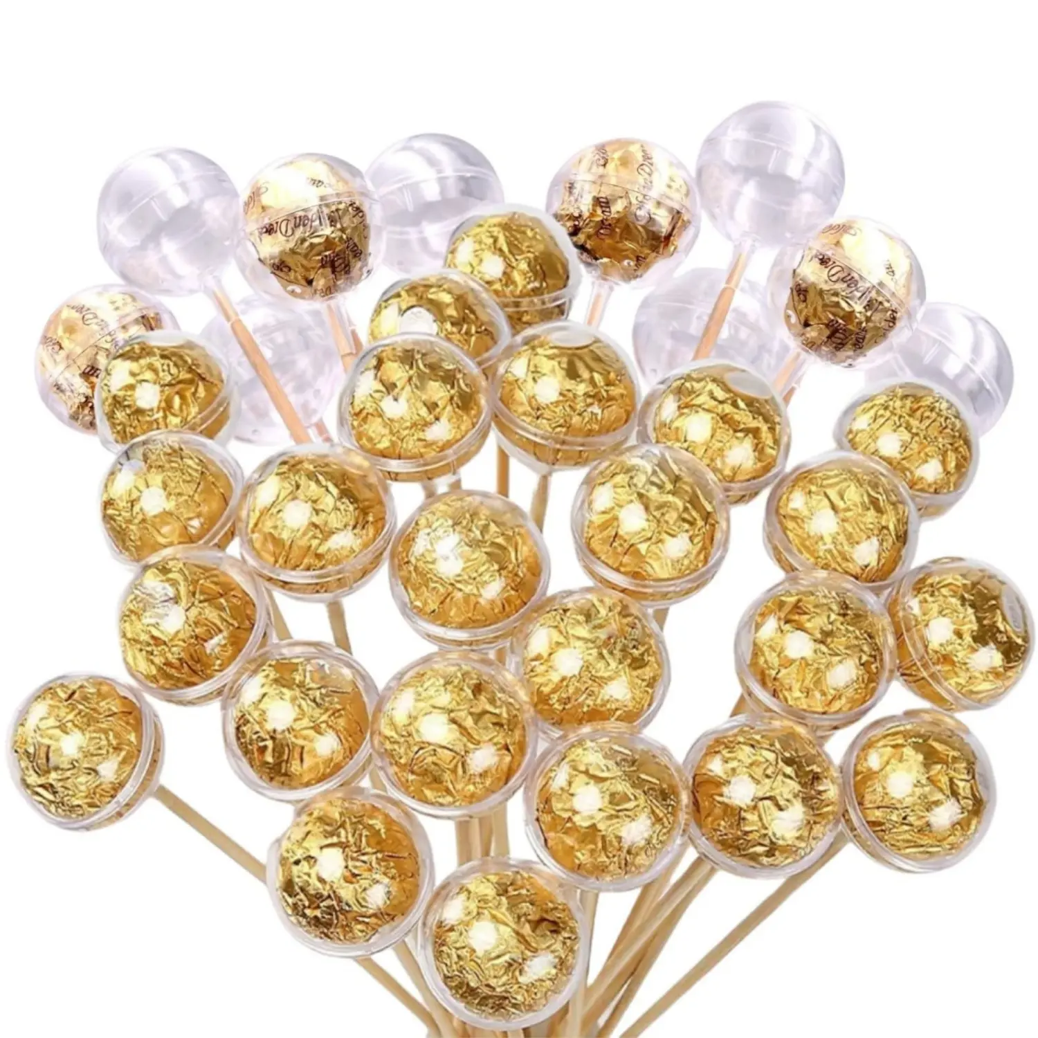 100 Pack Chocolate Holder, Clear Balls Acrylic Chocolate Box Holder, Chocolate Candy Holder Case, Chocolate Bouquet Flower Holder, Chocolate Covers Suitable for DIY Chocolate Bouquet Flower Packaging