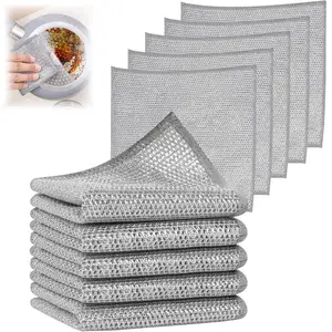 Wire Dishwashing Rags,10pcs Multifunction Dish Cleaning Cloth for Wet and Dry, Reusable Cleaning Cloth for Kitchen Home