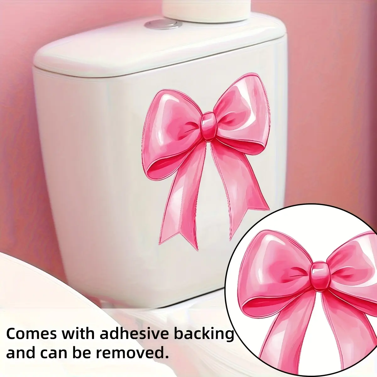 1 modern gradient pink bow toilet sticker Bathroom Accessories Restroom Accessories - suitable for bathrooms/toilets/pink rooms/home decor/aesthetic wall stickers Bathroom Decoration Supplies