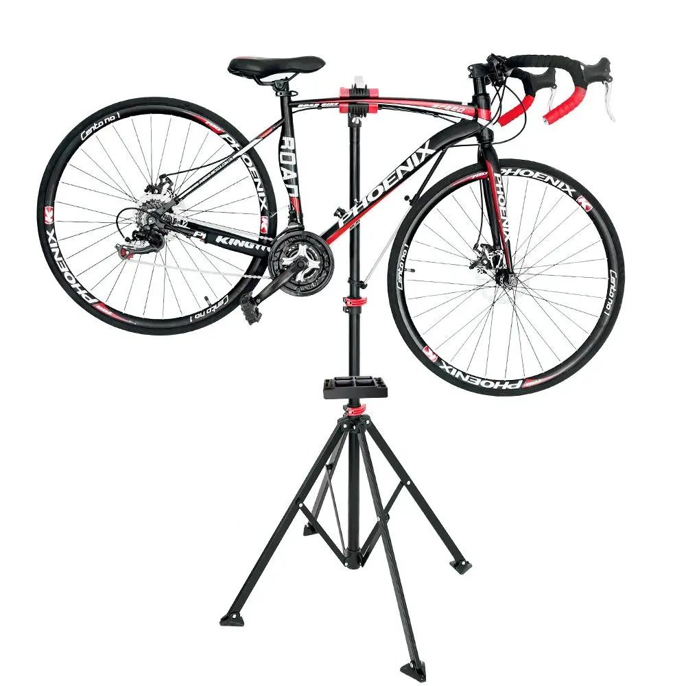 Bike Repair Stand Heavy Duty Adjustable with Magnetic Tool Tray, Foldable Design, Telescopic Arm for Mountain & Road Bikes (Home Garage Use)