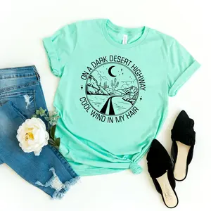 Simply Tees Dark Desert Highway Song Lyric Mint Graphic Tee