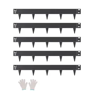 fathersdaygift VEVOR Steel Landscape Edging, 5 Packs 39x 3 in Rust-Resistant Metal Landscape Edging, Bendable Garden Edging Border, Heavy Duty Lawn Edging, Easy-to-Install, Flower Bed Yard Pathway Divider Black