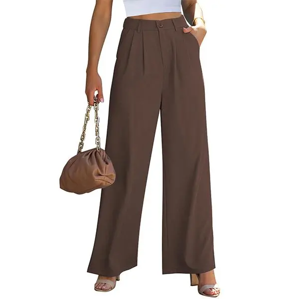 GRAPENT Women's High-Waisted Baggy Wide Leg Flowy Pants - Work Clothes Women with 2 Side Pockets, Business Casual Office Trousers for Thanksgiving, Party,sohochic