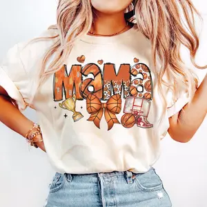 Basketball Mama T-shirt, Coquette Bow, Retro Basketball, Game Day, Sports